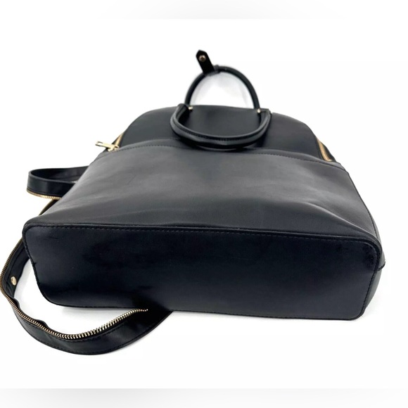 A New Day Commuter Backpack Travel Faux Leather Black Top Handle Convertible - Picture 4 of 4